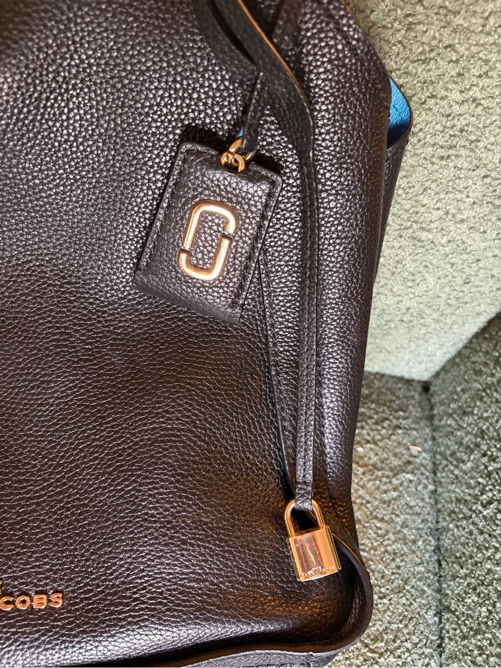 Marc Jacobs Leather Tote The Director Black Leather With Blue Lining Large EUC - Picture 3 of 16